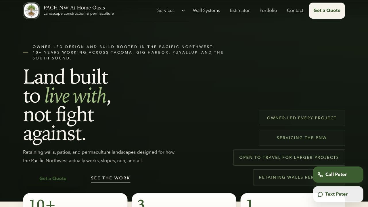 PACH NW / At Home Oasis website homepage
