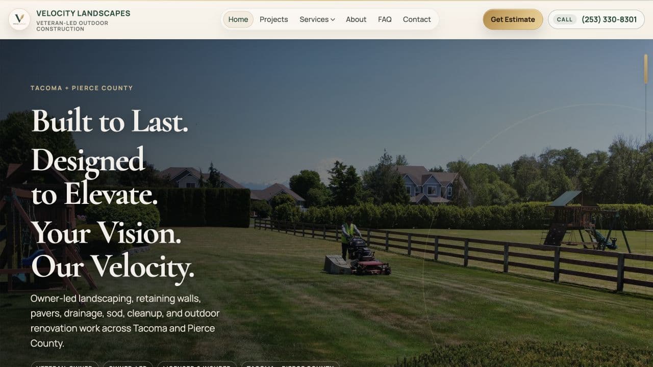 Velocity Landscapes website homepage
